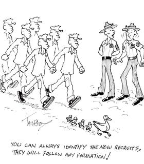New recruits follow any formation