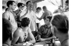 Vice President Hubert Humphrey talks with Australian troops at Bien Hoa.