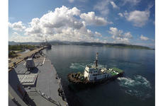 The destroyer USS Lassen arrives in Subic Bay, Philippines, for a port visit on July 1, 2015.
