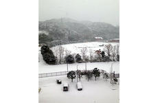 Snow blankets Sasebo Naval Base in this view from Sakura Tower over the Jan. 23-24, 2016, weekend.