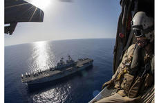 The USS Wasp transits the Mediterranean Sea on Oct. 12, 2016. The amphibious assault ship will transfer its homeport to Sasebo Naval Base, Japan, in 2017.