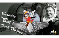 A Navy illustration depicts Bernice "Bee" Haydu who served as a Women Airforce Service Pilot during World War II.