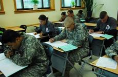 Members of HHC 65th Medical Brigade take their driver’s license tests at U.S. Army Garrison-Yongsan, South Korea, on Thursday.