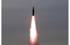 A suspected Musudan missile is launched in this undated photo from the Korean Central New Agency.