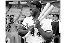 Hank Aaron in Japan in 1984.