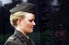 Lt. Elle Helmer, pictured at the Vietnam War Memorial in 'The Invisible War,' a 2012 Academy Award nominated documentary on sexual assault in the military. Helmer, a public affairs officer in the Marine Corps, alleges in a lawsuit she was raped and that after a brief investigation the Corps lost her rape kit. 