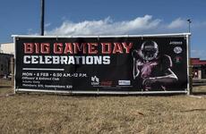 Event organizers at military bases have configured events they say are within guidelines for gathering safely to watch the Tampa Bay Buccaneers take on the Kansas City Chiefs. For viewers in Japan, kickoff is 8:30 a.m. Monday, Feb. 8, 2021.