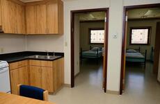 Newcomers must spend two weeks in rooms similar to this model room inside the isolation facility at Camp Humphreys, South Korea.