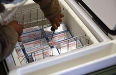 COVID-19 vaccines are unpacked at Osan Air Base, South Korea, Dec. 28, 2020.