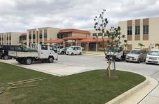 Bob Hope Elementary School is under construction at Kadena Air Base, Okinawa, Feb. 19, 2021.