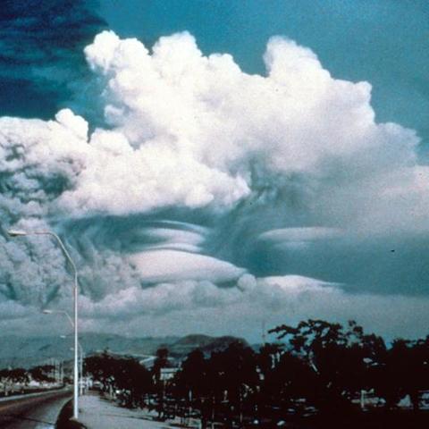 Mount Pinatubo in the Philippines erupting