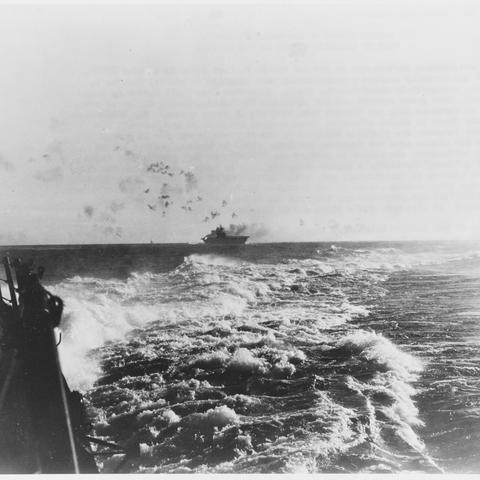 USS Enterprise under attack during the Battle of the Solomons