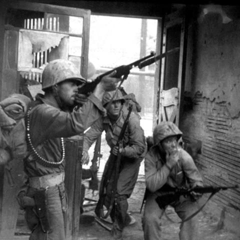 U.S. Troops in the streets of Seoul, Korea.