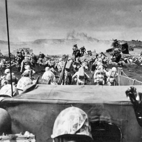 Marines landing on Iwo Jima