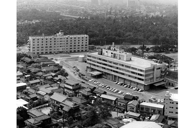 Birds-eye-view of the new Hardy Barracks office of the Pacific Stars and Stripes, taken after 1962.