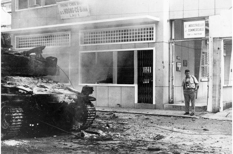 AP photographer Horst Faas in the doorway of the Associated Press Saigon bureau. 