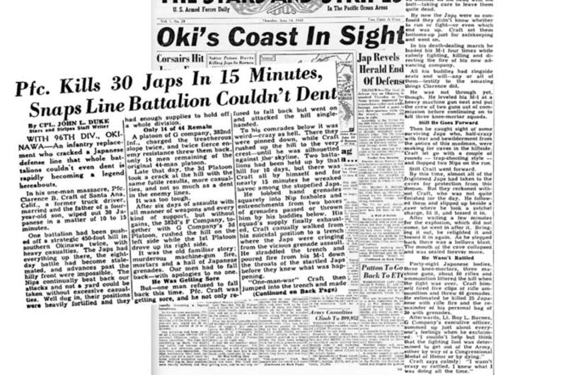 Stars and Stripes front page on June 14, 1945