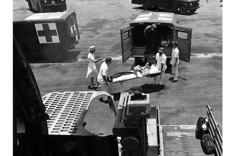 Wounded servicemen at Clark Air Base