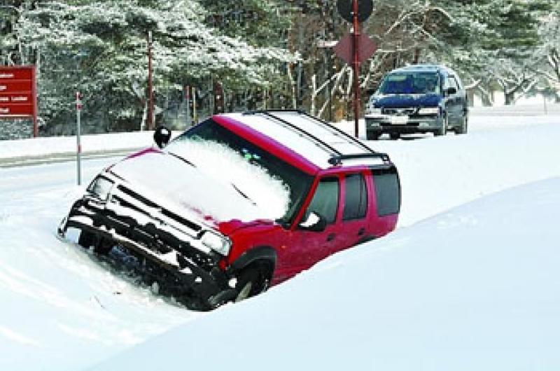 Safety officials say there were no injuries suffered when the driver of this truck lost control and ended up in the ditch near the golf course last week on Misawa Air Base, Japan.