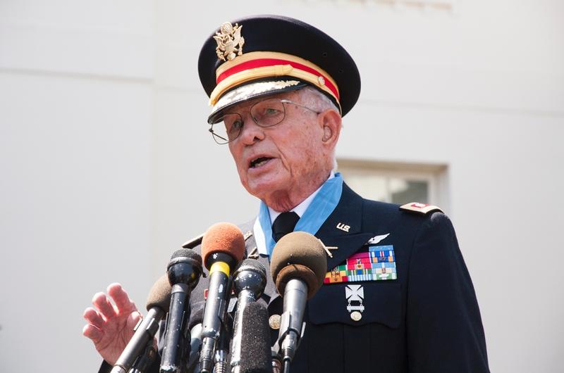 Retired Lt. Col. Charles Kettles, speaks to the media after receiving the Medal of Honor at the White House on July 18, 2016.