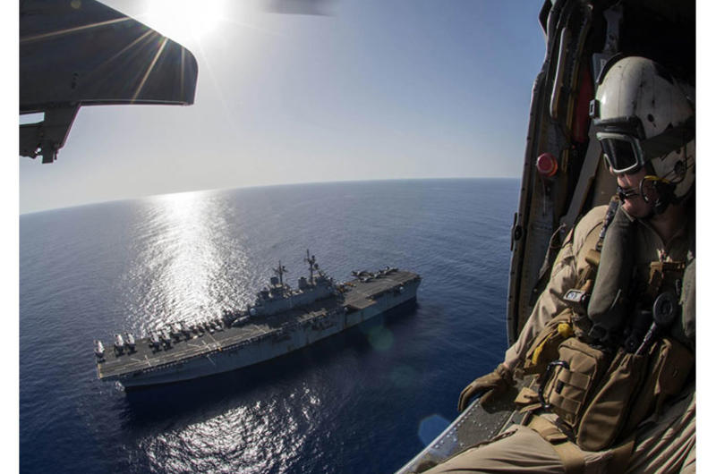The USS Wasp transits the Mediterranean Sea on Oct. 12, 2016. The amphibious assault ship will transfer its homeport to Sasebo Naval Base, Japan, in 2017.