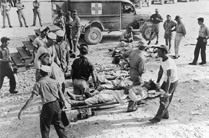 Indianapolis' survivors en route to a hospital following their rescue