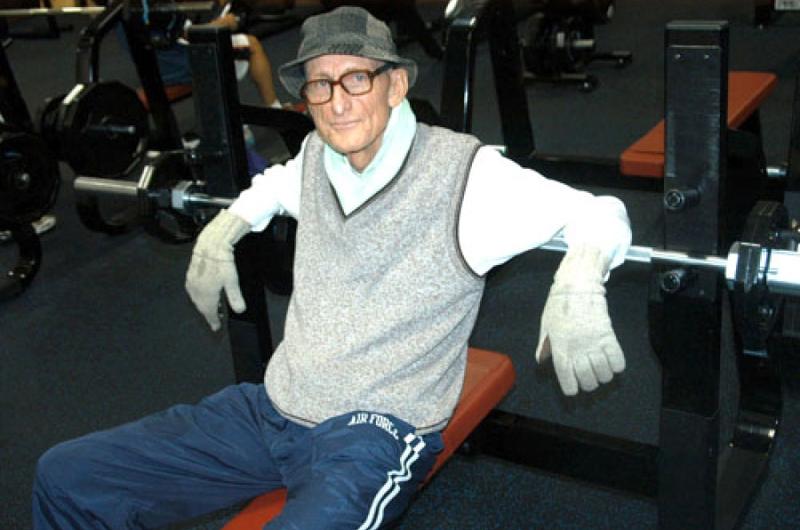 Gilbert Graak, 75, works out every day in the Samurai Fitness Center at Yokota Air Base, Japan. A resident of nearby Fussa, he also stops off at the library to read the newspaper and hits the commissary before riding back home on his bicycle.