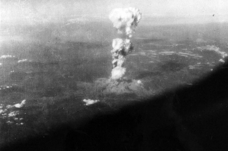 This photograph discovered by Hiroshima Peace Memorial Museum officials at the Library of Congress in 2016 is believed to have been taken from the B-29 bomber Enola Gay after it dropped the world's first atomic bomb on Hiroshima, Japan, Aug. 6, 1945.
