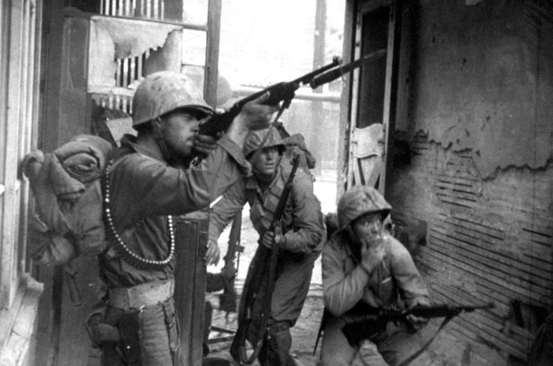 U.S. Troops in the streets of Seoul, Korea.