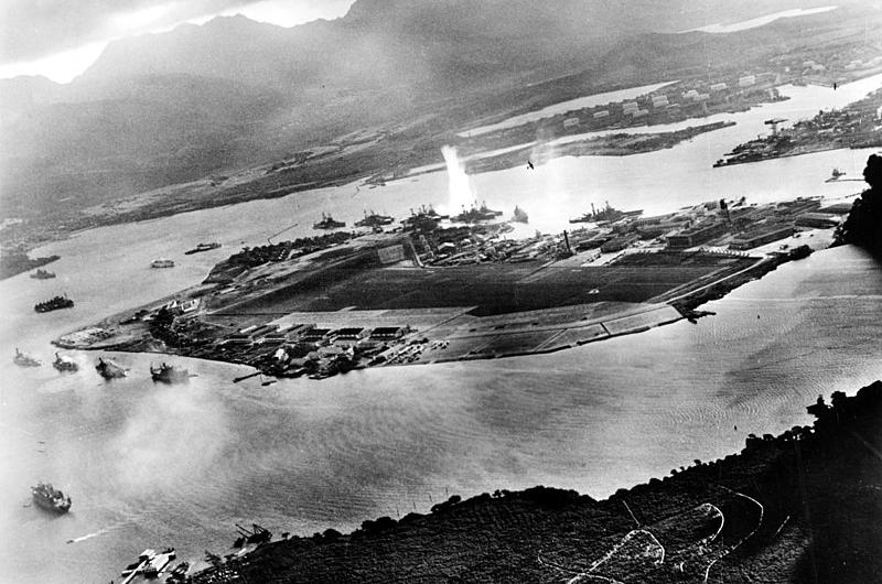 View from Japanese plane during attack on Pearl Harbor