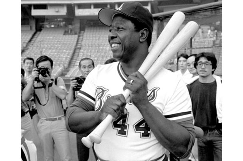 Hank Aaron in Japan in 1984.