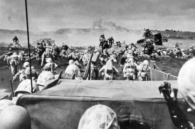 Marines landing on Iwo Jima