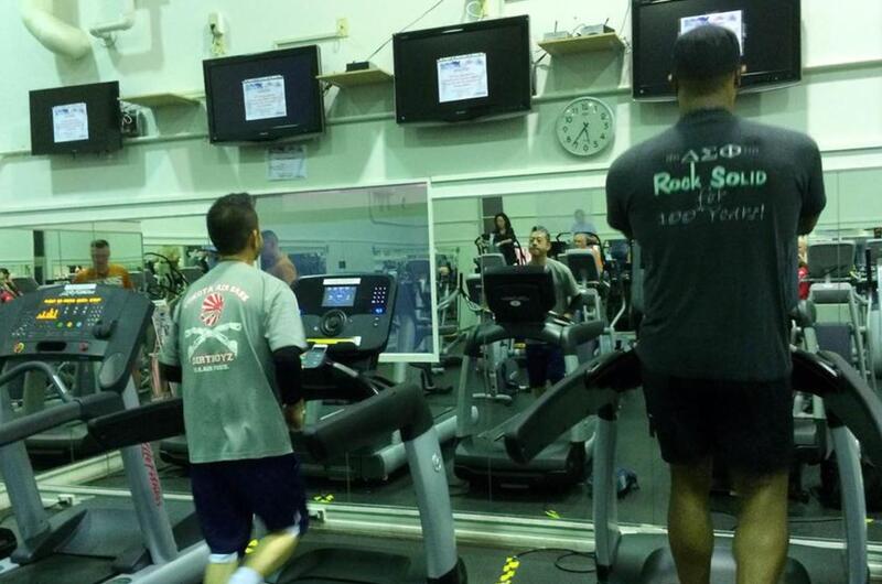 Signs posted on televisions at the Samurai Fitness Center on Yokota Air Base, Japan, inform patrons that the sets are incompatible with AFN’s new digital signal, Thursday, Nov. 30, 2017.