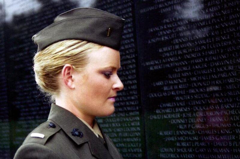 Lt. Elle Helmer, pictured at the Vietnam War Memorial in 'The Invisible War,' a 2012 Academy Award nominated documentary on sexual assault in the military. Helmer, a public affairs officer in the Marine Corps, alleges in a lawsuit she was raped and that after a brief investigation the Corps lost her rape kit. 