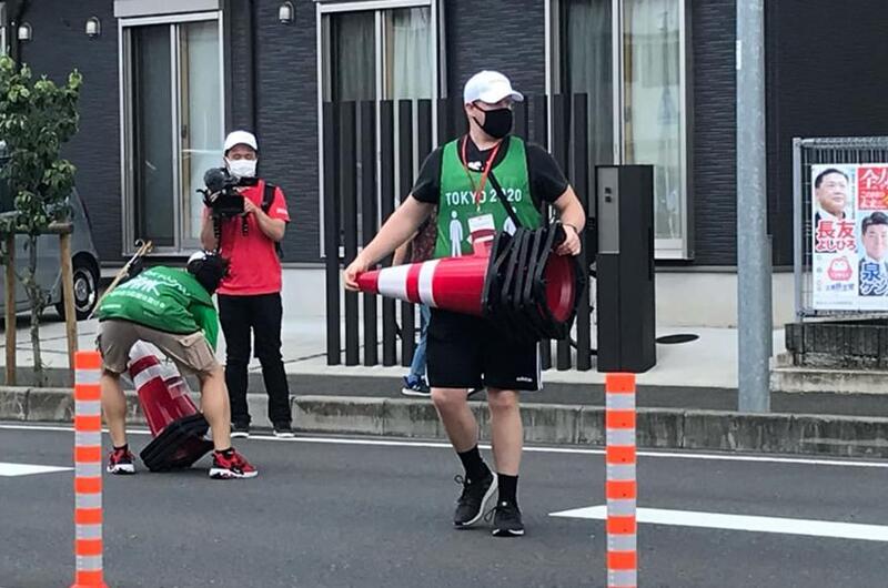 Over the course of the Olympics cycling event July 24-25, 2021, about 50 service members from Camp Zama volunteered to set up barriers and keep the 18 miles of roadway clear and safe.