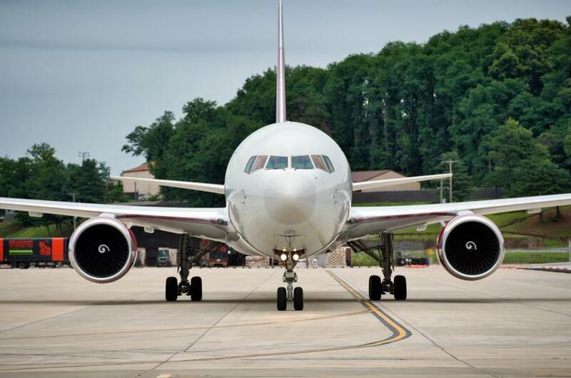A Patriot Express flight carrying U.S. service members and their families arrives at Osan Air Base, South Korea, July 14, 2020.