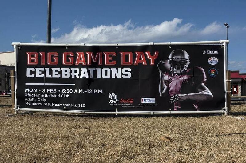 Event organizers at military bases have configured events they say are within guidelines for gathering safely to watch the Tampa Bay Buccaneers take on the Kansas City Chiefs. For viewers in Japan, kickoff is 8:30 a.m. Monday, Feb. 8, 2021.