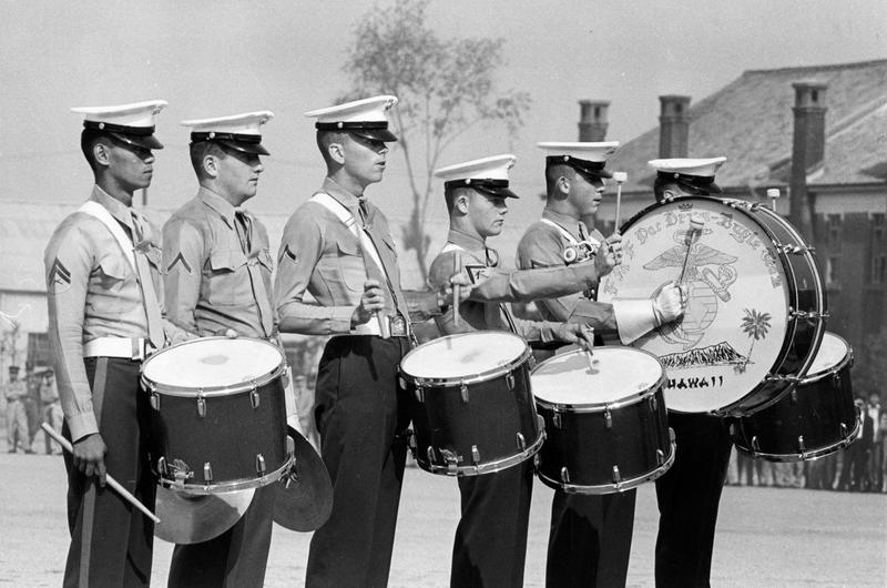 The Fleet Marine Force Pacific Drum and Bugle Team