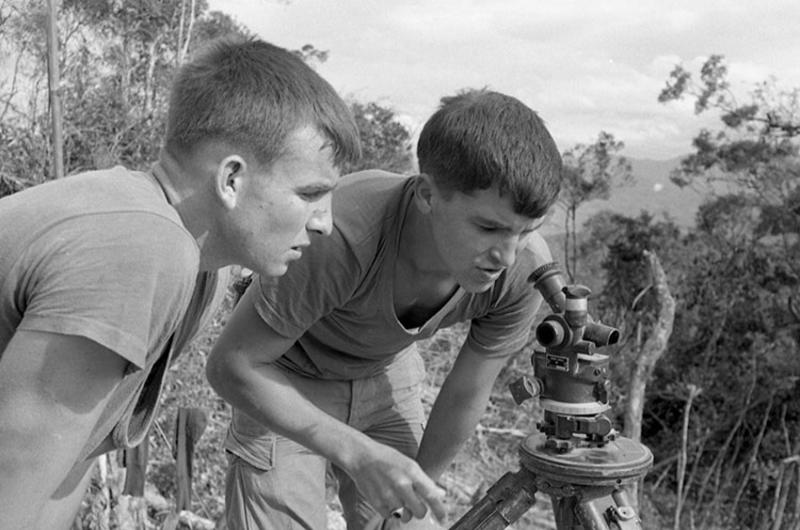 Troops on a 81mm mortar aiming circle.