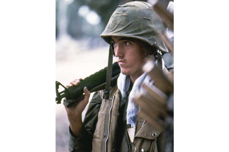A U.S. Marine on a street in Hue during the hard-fought battle for the city.