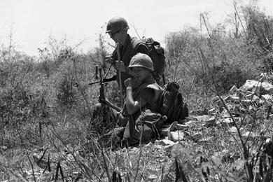 Marines take breather during island sweep