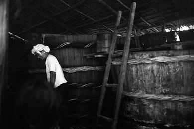 Shot of An Thoi Nuoc Mam factory. 