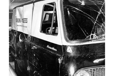Two Stars and Stripes circulation employees were injured and these Stripes circulation vehicles damaged in the Christmas Eve explosion at the Brinks Hotel BOQ in Saigon.