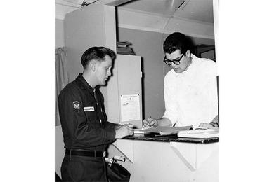 Outpatient service is one of the many functions of the 121st Evacuation Hospital in Korea.