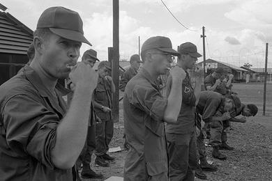 New replacements for the Big Red One provide a moment's comic relief as they all get first-hand "briefings" on how to use a toothbrush and new super-paste the Army's come up with for quick dental cleanings.