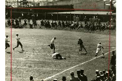 The 1st Cavalry Division football team plays a game in South Korea in 1958