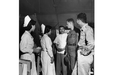 Hospital staff members having a discussion in a group