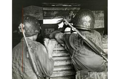 Soldiers of the 1st Republic of Korea Division keep their machine gun ready for any threats against their outpost on the Demilitarized Zone.
