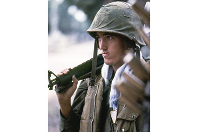 A U.S. Marine on a street in Hue during the hard-fought battle for the city.