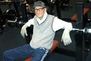 Gilbert Graak, 75, works out every day in the Samurai Fitness Center at Yokota Air Base, Japan. A resident of nearby Fussa, he also stops off at the library to read the newspaper and hits the commissary before riding back home on his bicycle.